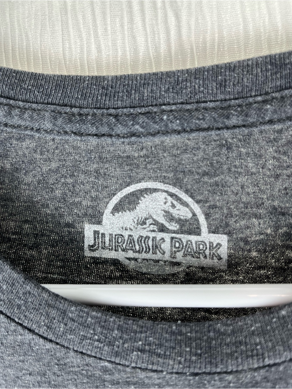 Jurassic Park Logo Tee - Dark Gray with Red & Yellow Graphic - Picture 3 of 4